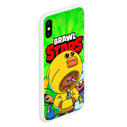 Чехол iPhone XS Max матовый BRAWL STARS LEON, цвет: 3D-белый — фото 2