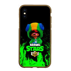 Чехол iPhone XS Max матовый Brawl Stars LEON, цвет: 3D-коричневый