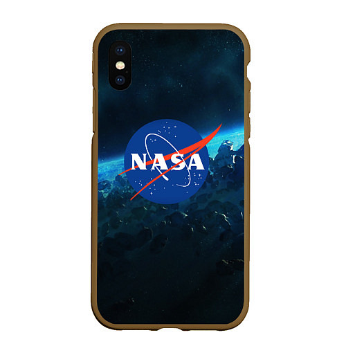 Чехол iPhone XS Max матовый NASA / 3D-Коричневый – фото 1