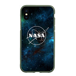 Чехол iPhone XS Max матовый NASA, цвет: 3D-темно-зеленый