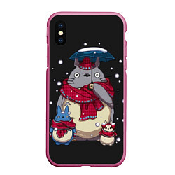 Чехол iPhone XS Max матовый My Neighbor Totoro, цвет: 3D-малиновый