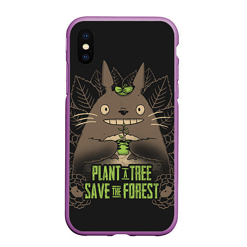 Чехол iPhone XS Max матовый Plant a tree Save the forest / 3D-Фиолетовый – фото 1