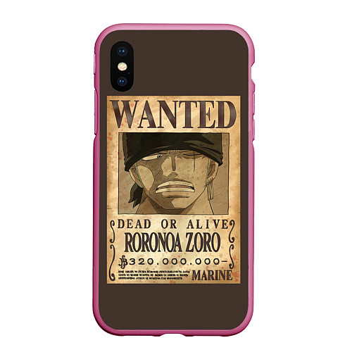 Чехол iPhone XS Max матовый One Piece Wanted / 3D-Малиновый – фото 1