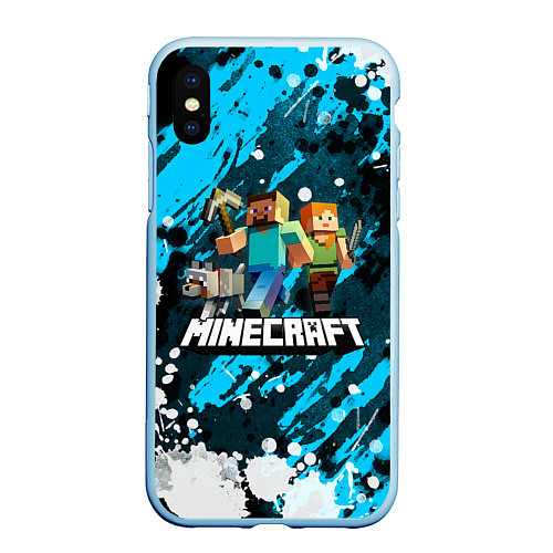 Чехол iPhone XS Max матовый Minecraft Майнкрафт / 3D-Голубой – фото 1