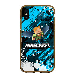 Чехол iPhone XS Max матовый Minecraft Майнкрафт, цвет: 3D-коричневый