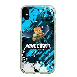 Чехол iPhone XS Max матовый Minecraft Майнкрафт, цвет: 3D-салатовый