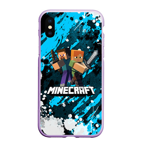 Чехол iPhone XS Max матовый Minecraft Майнкрафт / 3D-Сиреневый – фото 1