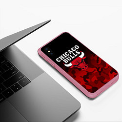 Чехол iPhone XS Max матовый CHICAGO BULLS, цвет: 3D-малиновый — фото 2