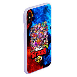 Чехол iPhone XS Max матовый BRAWL STARS ВСЕ ПЕРСОНАЖИ, цвет: 3D-светло-сиреневый — фото 2