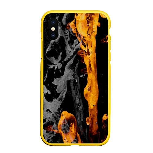 Чехол iPhone XS Max матовый Black Gold / 3D-Желтый – фото 1