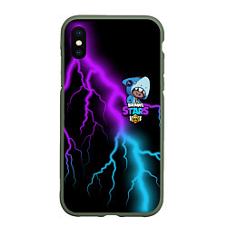 Чехол iPhone XS Max матовый Brawl Stars LEON SHARK, цвет: 3D-темно-зеленый