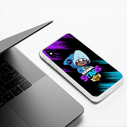 Чехол iPhone XS Max матовый Brawl Stars LEON SHARK, цвет: 3D-белый — фото 2