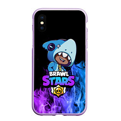 Чехол iPhone XS Max матовый Brawl Stars LEON SHARK