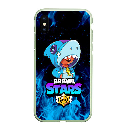 Чехол iPhone XS Max матовый BRAWL STARS LEON SHARK / 3D-Салатовый – фото 1