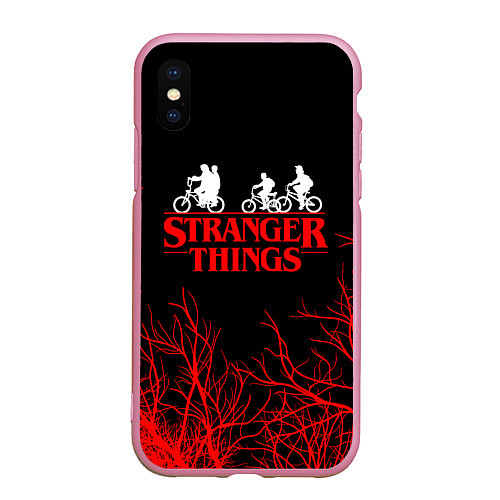 Чехол iPhone XS Max матовый STRANGER THINGS / 3D-Розовый – фото 1