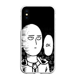 Чехол iPhone XS Max матовый ONE-PUNCH MAN, цвет: 3D-белый