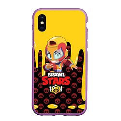 Чехол iPhone XS Max матовый BRAWL STARS MAX, цвет: 3D-фиолетовый