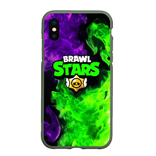 Чехол iPhone XS Max матовый BRAWL STARS / 3D-Темно-зеленый – фото 1