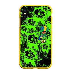 Чехол iPhone XS Max матовый BRAWL STARS LEON, цвет: 3D-желтый