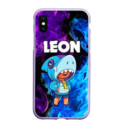 Чехол iPhone XS Max матовый BRAWL STARS LEON SHARK, цвет: 3D-светло-сиреневый