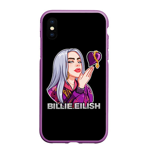 Чехол iPhone XS Max матовый BILLIE EILISH / 3D-Фиолетовый – фото 1