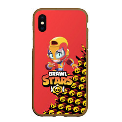 Чехол iPhone XS Max матовый BRAWL STARS MAX, цвет: 3D-коричневый