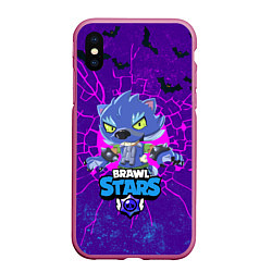 Чехол iPhone XS Max матовый BRAWL STARS ОБОРОТЕНЬ LEON, цвет: 3D-малиновый