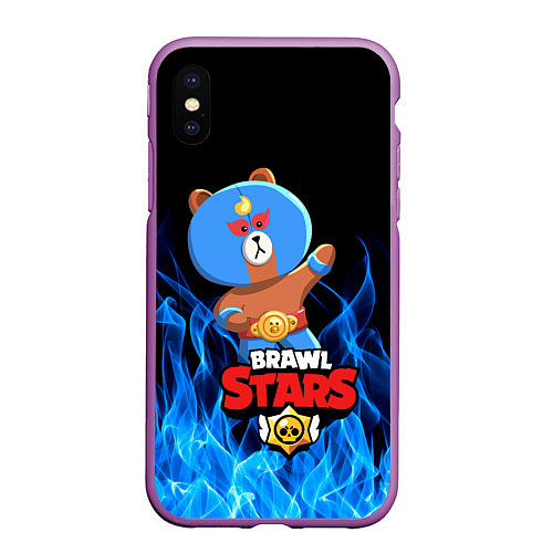 Чехол iPhone XS Max матовый BRAWL STARS EL BROWN / 3D-Фиолетовый – фото 1