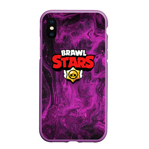 Чехол iPhone XS Max матовый Brawl Stars / 3D-Фиолетовый – фото 1