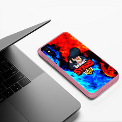 Чехол iPhone XS Max матовый BRAWL STARS BULL, цвет: 3D-малиновый — фото 2