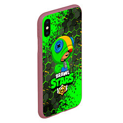 Чехол iPhone XS Max матовый BRAWL STARS LEON, цвет: 3D-малиновый — фото 2