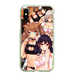 Чехол iPhone XS Max матовый Ahegao, цвет: 3D-салатовый