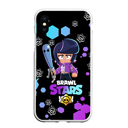 Чехол iPhone XS Max матовый BRAWL STARS BIBI, цвет: 3D-белый