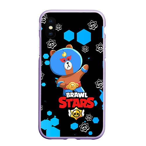 Чехол iPhone XS Max матовый BRAWL STARS EL BROWN / 3D-Светло-сиреневый – фото 1