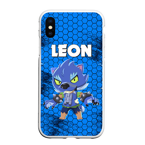 Чехол iPhone XS Max матовый BRAWL STARS LEON ОБОРОТЕНЬ / 3D-Белый – фото 1