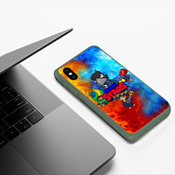 Чехол iPhone XS Max матовый BRAWL STARS, цвет: 3D-темно-зеленый — фото 2