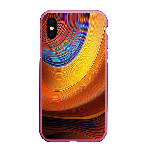 Чехол iPhone XS Max матовый Плавные Линии / 3D-Малиновый – фото 1