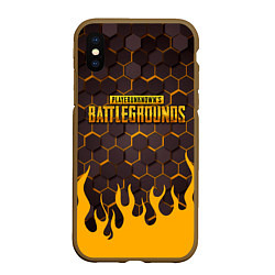 Чехол iPhone XS Max матовый PUBG,, цвет: 3D-коричневый