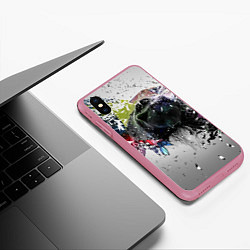 Чехол iPhone XS Max матовый Бурый медведь, цвет: 3D-малиновый — фото 2