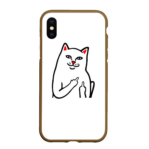 Чехол iPhone XS Max матовый Meme Cat / 3D-Коричневый – фото 1