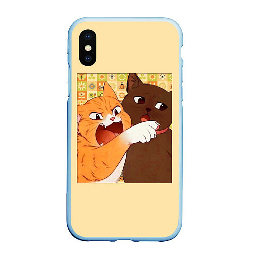 Чехол iPhone XS Max матовый Woman yelling at Cat meme / 3D-Голубой – фото 1