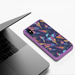 Чехол iPhone XS Max матовый Райские попугаи, цвет: 3D-фиолетовый — фото 2