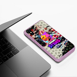 Чехол iPhone XS Max матовый BRAWL STARS СЭНДИ, цвет: 3D-сиреневый — фото 2