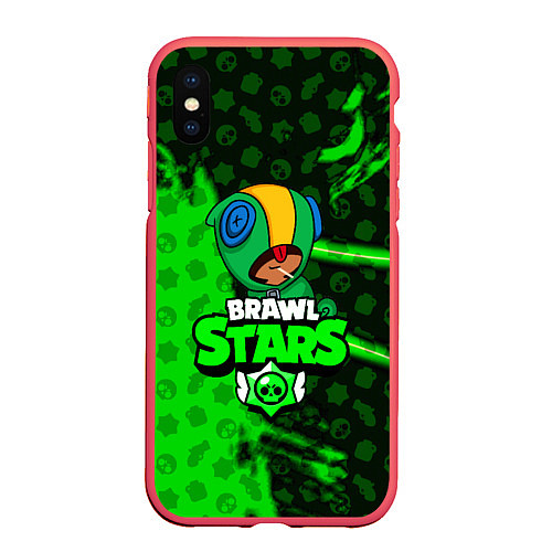 Чехол iPhone XS Max матовый BRAWL STARS:LEON / 3D-Красный – фото 1