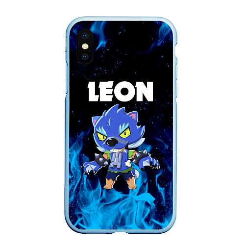 Чехол iPhone XS Max матовый BRAWL STARS LEON / 3D-Голубой – фото 1