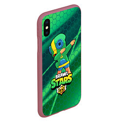 Чехол iPhone XS Max матовый Brawl Stars Leon, Dab, цвет: 3D-малиновый — фото 2