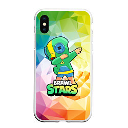 Чехол iPhone XS Max матовый Brawl Stars Leon, Dab, цвет: 3D-белый