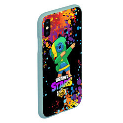 Чехол iPhone XS Max матовый Brawl Stars Leon, Dab, цвет: 3D-мятный — фото 2