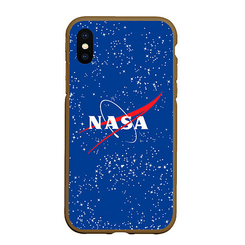 Чехол iPhone XS Max матовый NASA / 3D-Коричневый – фото 1