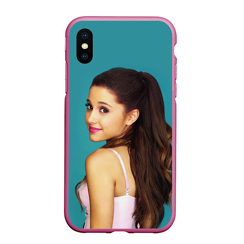 Чехол iPhone XS Max матовый Ariana Grande Ариана Гранде / 3D-Малиновый – фото 1